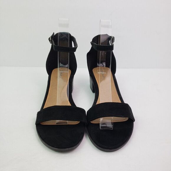 Qupid Alvarez Womens Size 6 Black Ankle Strap Open Toe Block Heeled Sandals - Picture 6 of 10